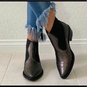 Metallic Leather Western Classic Ankle Boot